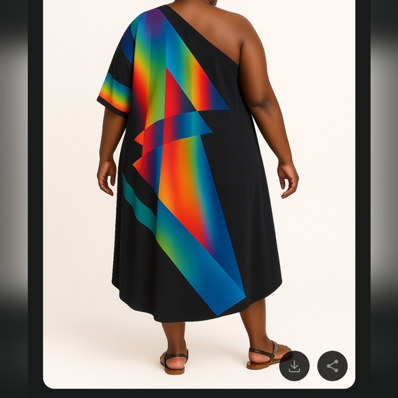 NWT City Chic Colorful Geometric One-Shoulder Dress Sz M (18) - Picture 2 of 3